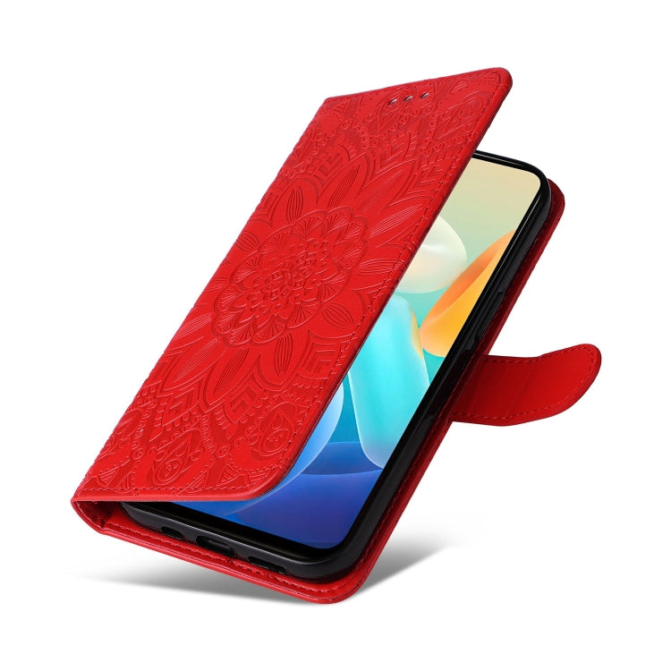 For vivo Y76s / Y76 5G Embossed Sunflower Leather Phone Case