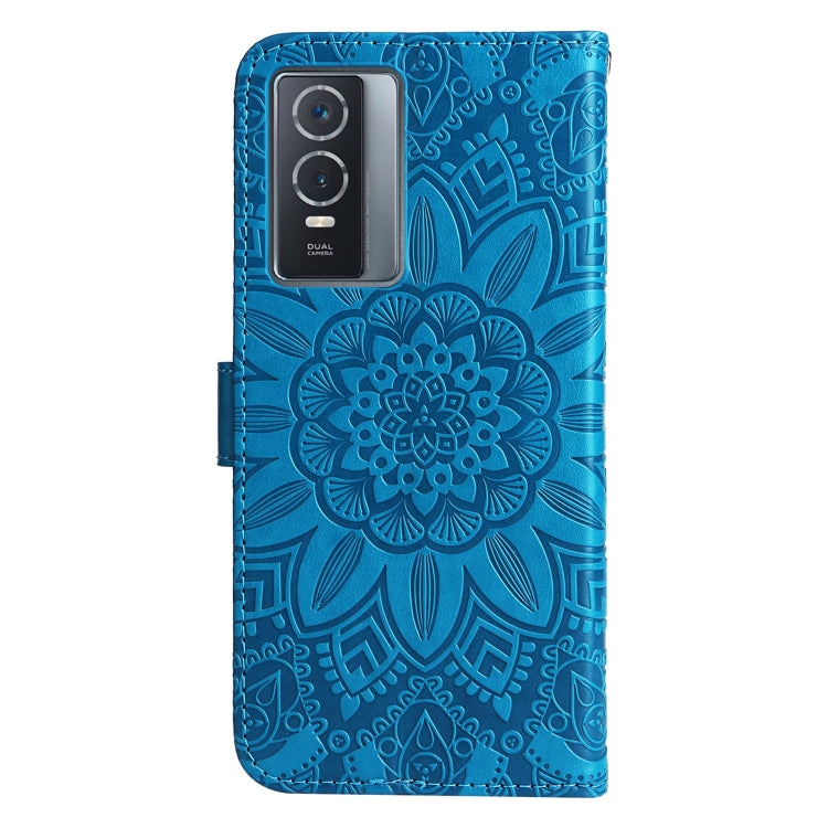 For vivo Y76s / Y76 5G Embossed Sunflower Leather Phone Case