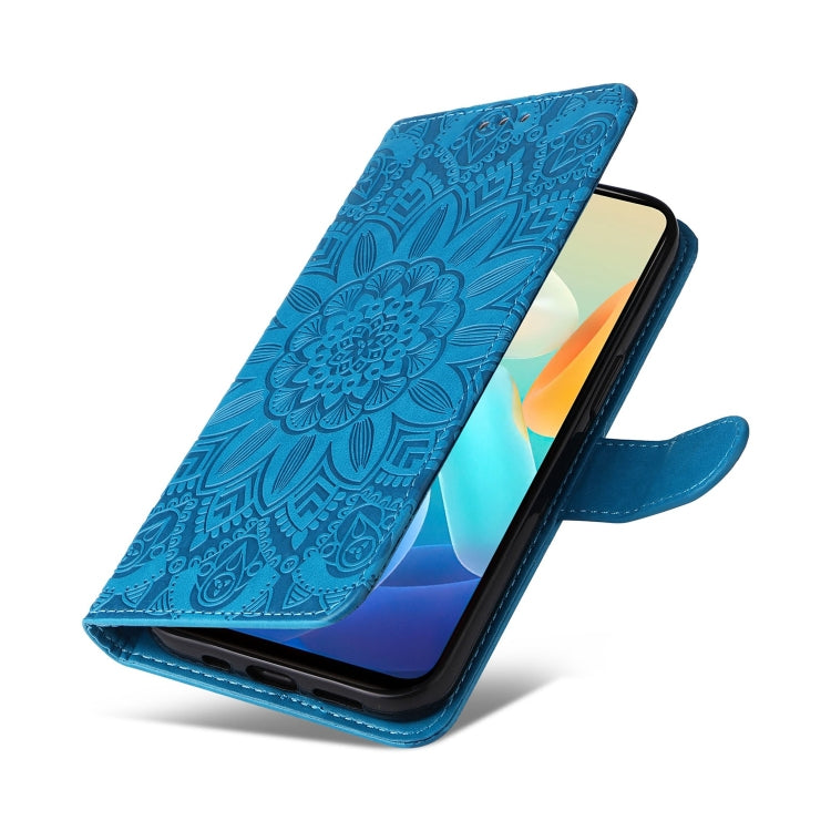 For vivo Y76s / Y76 5G Embossed Sunflower Leather Phone Case