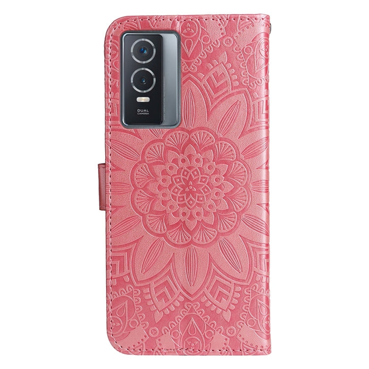 For vivo Y76s / Y76 5G Embossed Sunflower Leather Phone Case