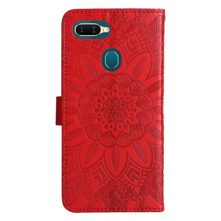 For OPPO A7 / A5s Embossed Sunflower Leather Phone Case