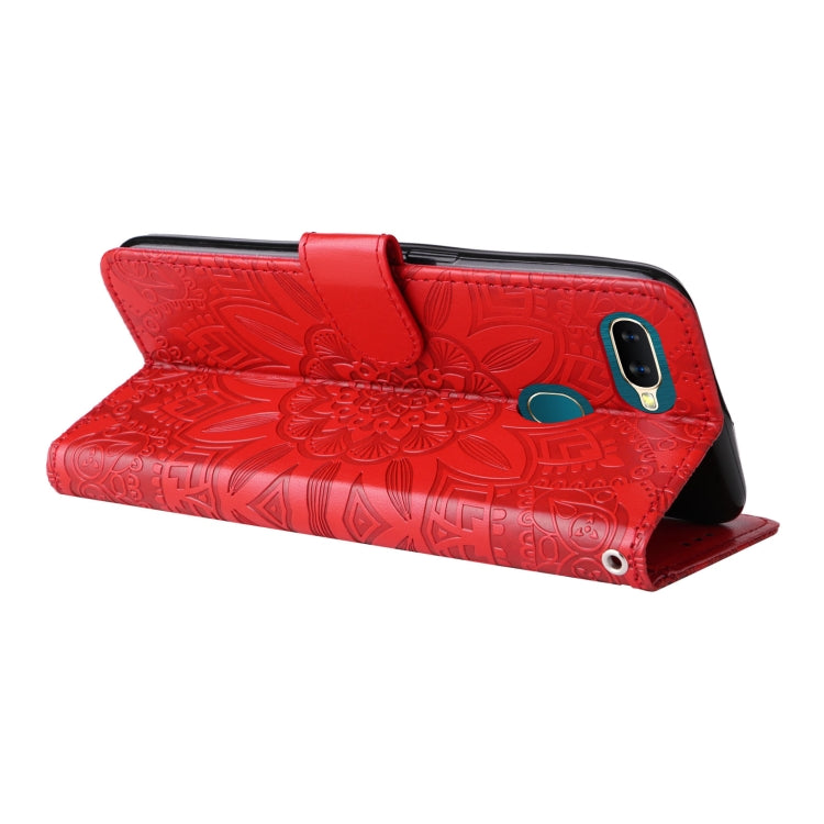 For OPPO A7 / A5s Embossed Sunflower Leather Phone Case