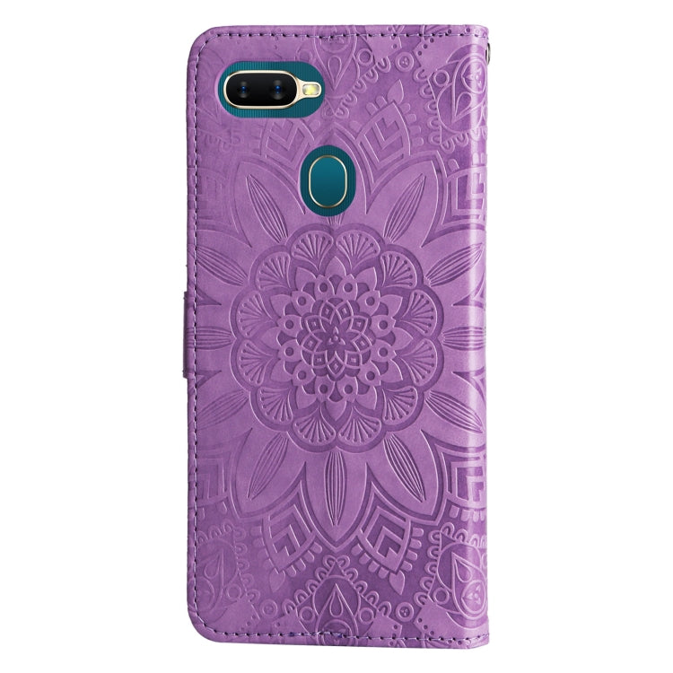 For OPPO A7 / A5s Embossed Sunflower Leather Phone Case