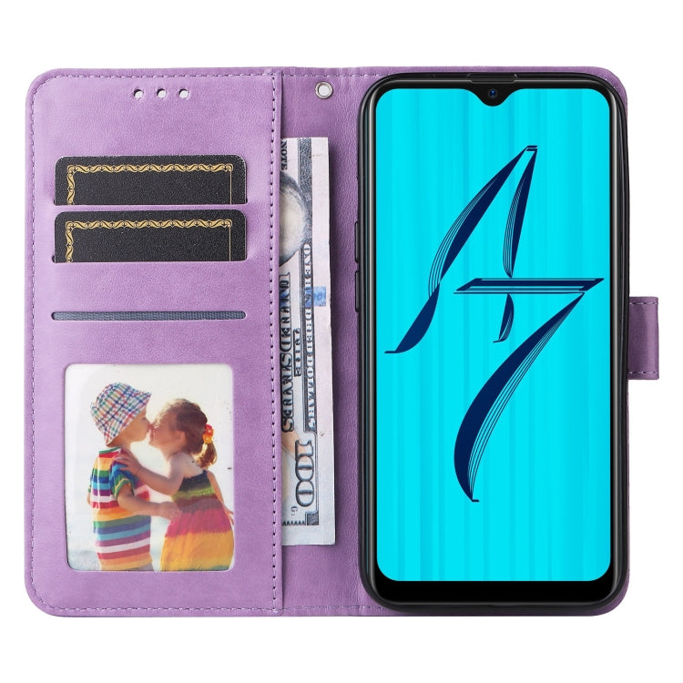 For OPPO A7 / A5s Embossed Sunflower Leather Phone Case