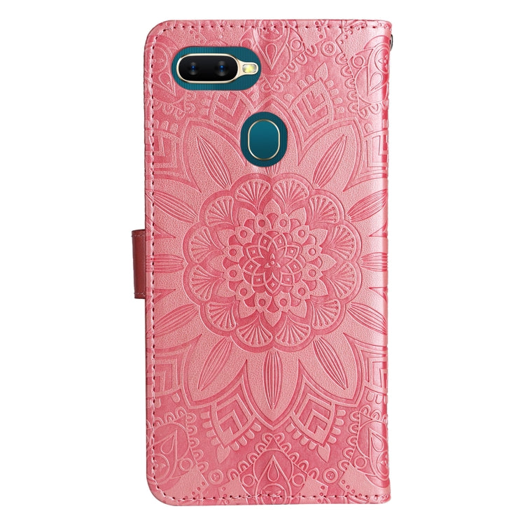 For OPPO A7 / A5s Embossed Sunflower Leather Phone Case