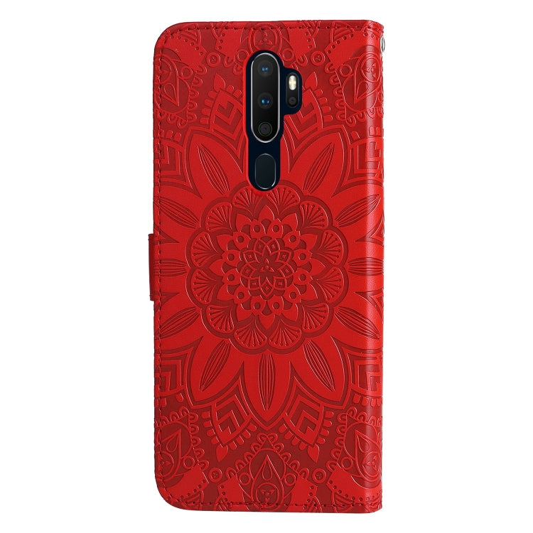 For OPPO A9 / A5 2020 Embossed Sunflower Leather Phone Case