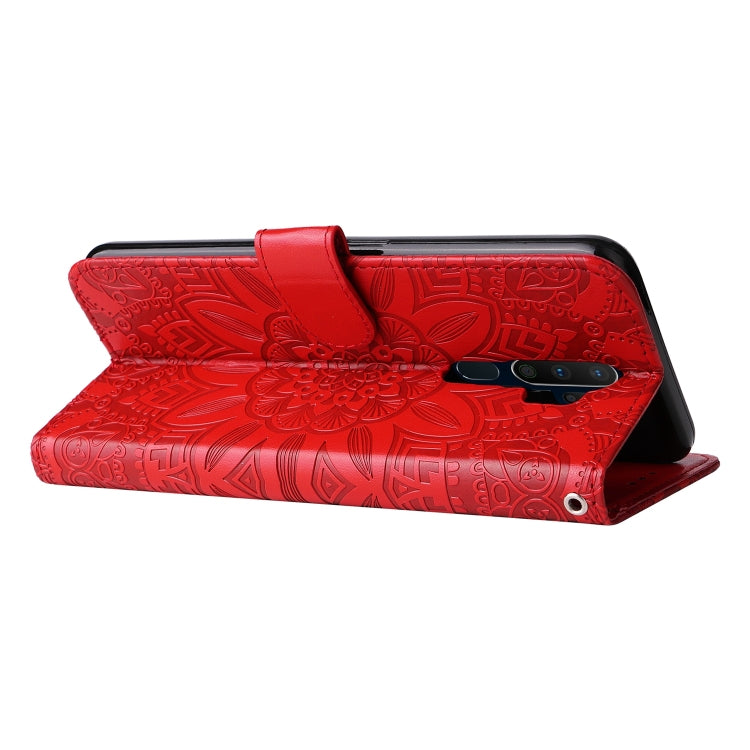 For OPPO A9 / A5 2020 Embossed Sunflower Leather Phone Case