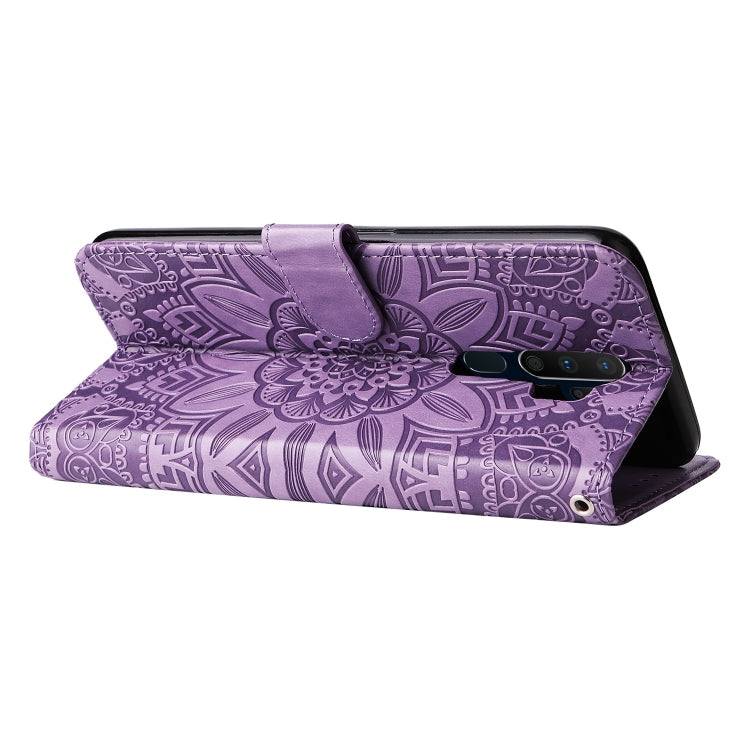 For OPPO A9 / A5 2020 Embossed Sunflower Leather Phone Case