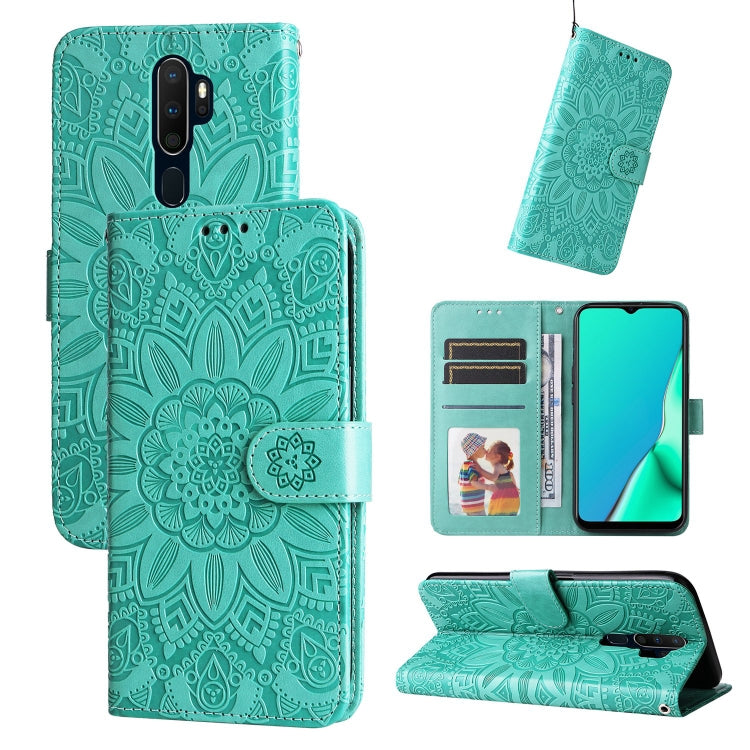 For OPPO A9 / A5 2020 Embossed Sunflower Leather Phone Case