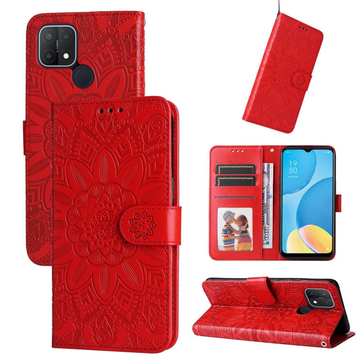 For OPPO A15 / A16K / A16e Embossed Sunflower Leather Phone Case