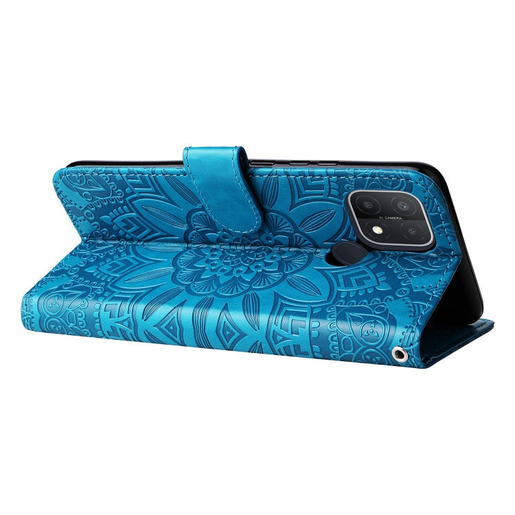 For OPPO A15 / A16K / A16e Embossed Sunflower Leather Phone Case