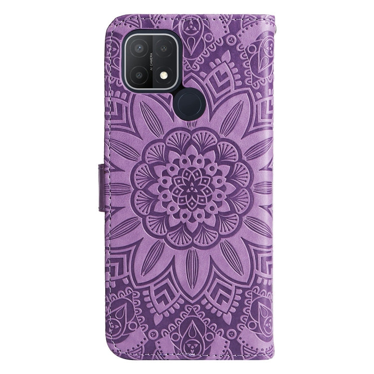 For OPPO A15 / A16K / A16e Embossed Sunflower Leather Phone Case