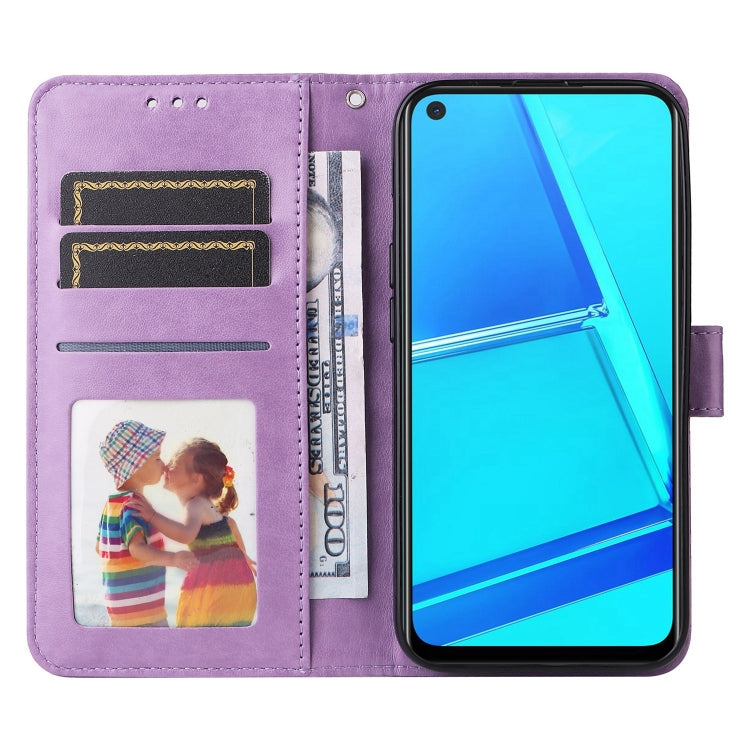 For OPPO A52 / A72 / A92 Embossed Sunflower Leather Phone Case