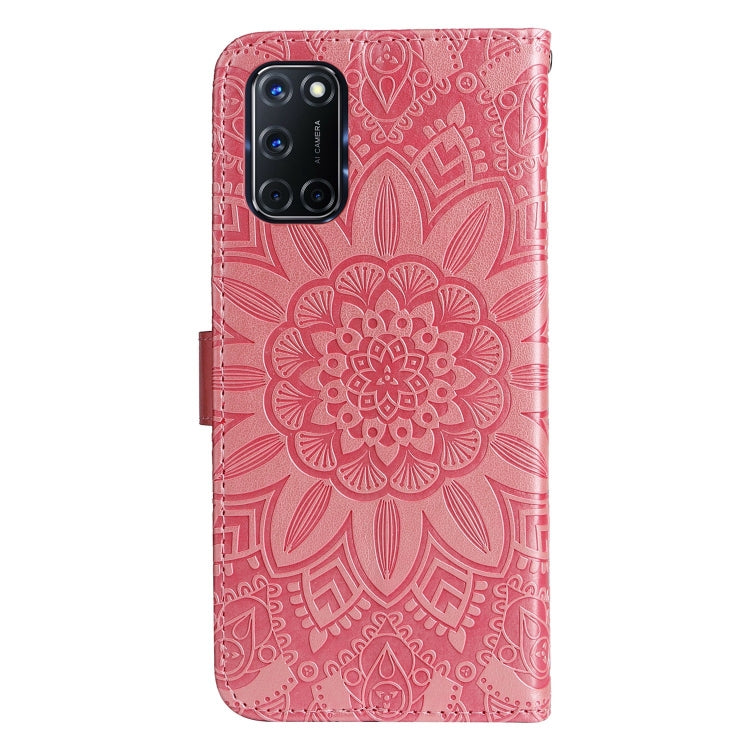 For OPPO A52 / A72 / A92 Embossed Sunflower Leather Phone Case