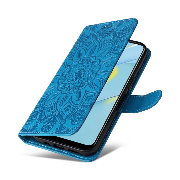 For OPPO A54 4G / A16 / A16s / A55 4G Embossed Sunflower Leather Phone Case