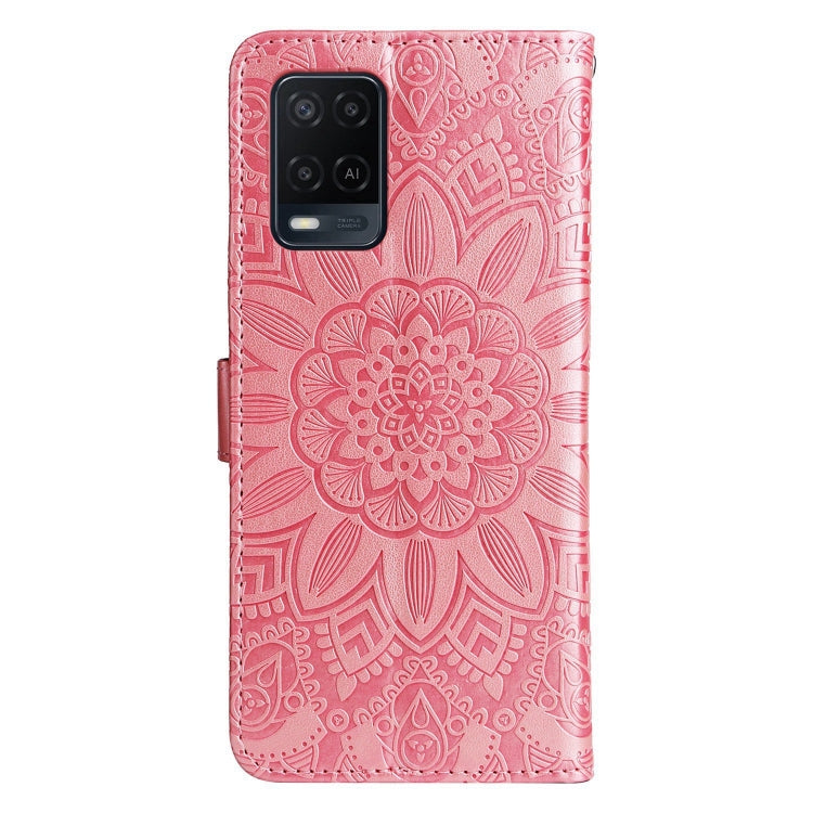 For OPPO A54 4G / A16 / A16s / A55 4G Embossed Sunflower Leather Phone Case