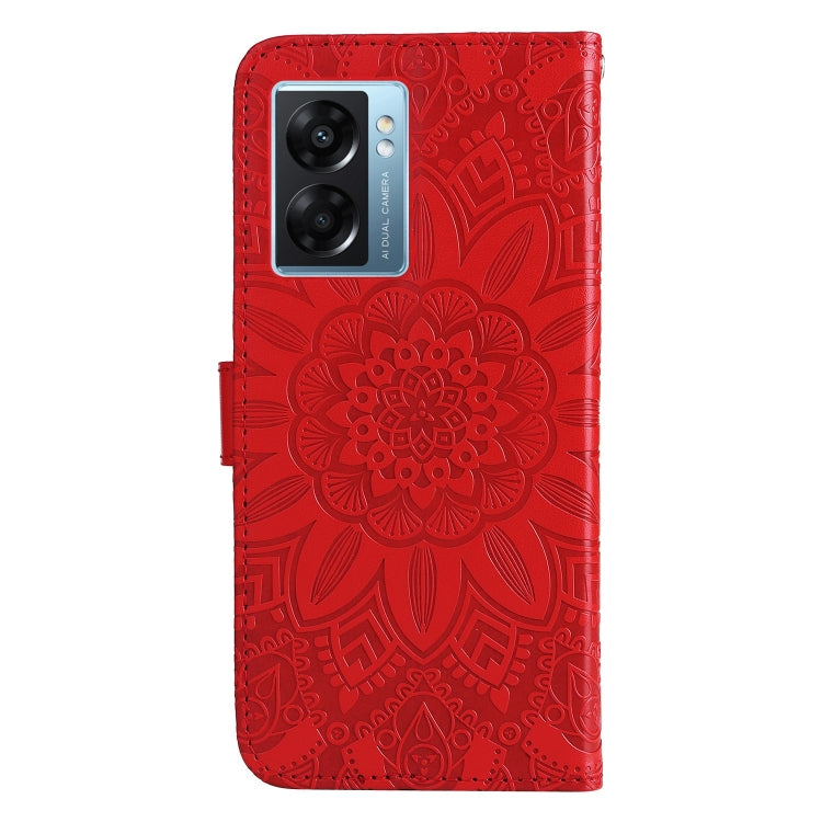 For OPPO A57 5G / Realme V23 Embossed Sunflower Leather Phone Case