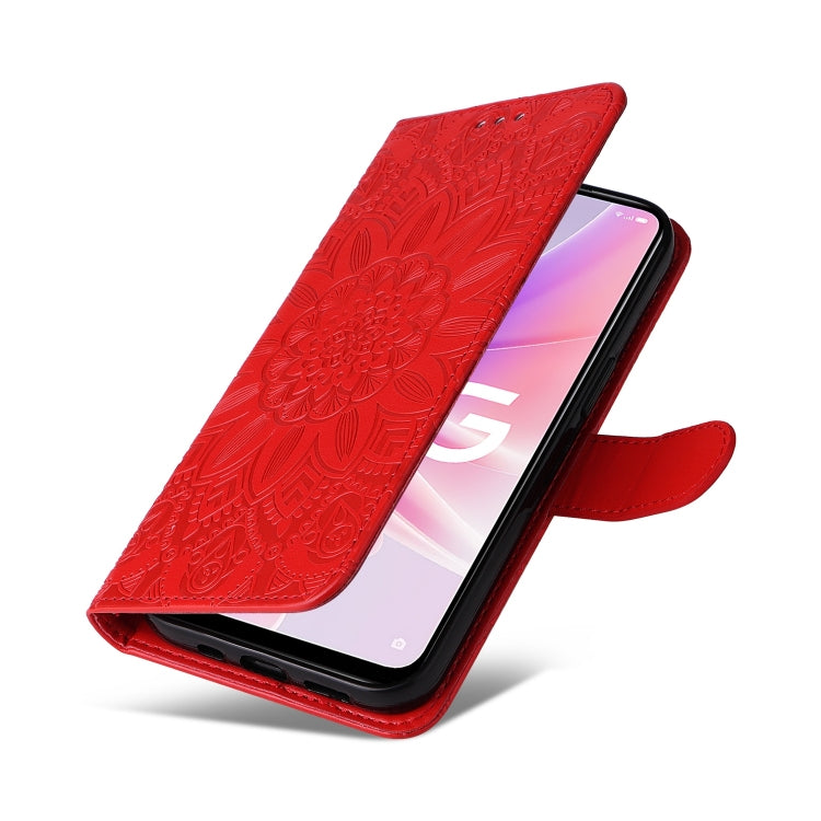 For OPPO A57 5G / Realme V23 Embossed Sunflower Leather Phone Case