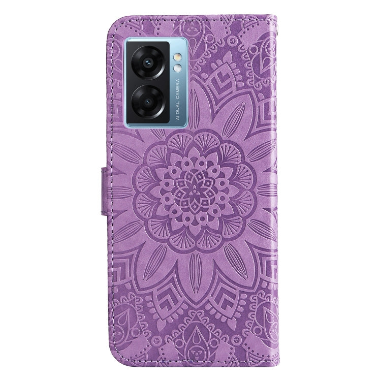 For OPPO A57 5G / Realme V23 Embossed Sunflower Leather Phone Case