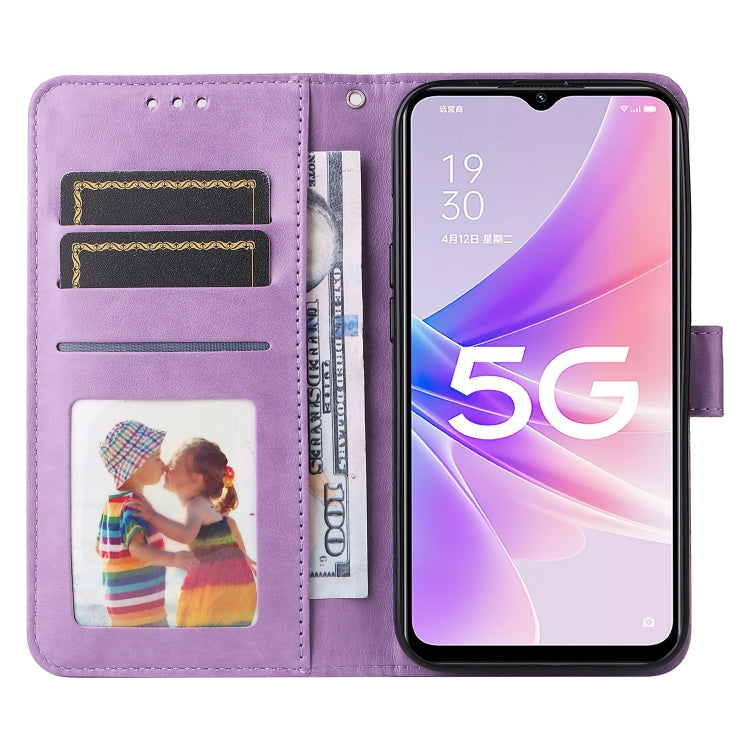 For OPPO A57 5G / Realme V23 Embossed Sunflower Leather Phone Case