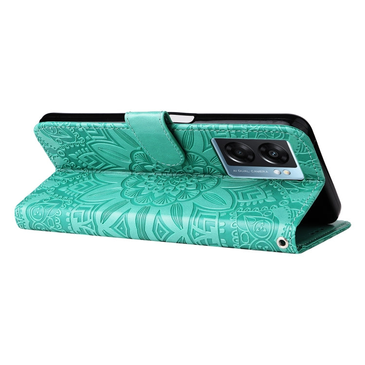 For OPPO A57 5G / Realme V23 Embossed Sunflower Leather Phone Case