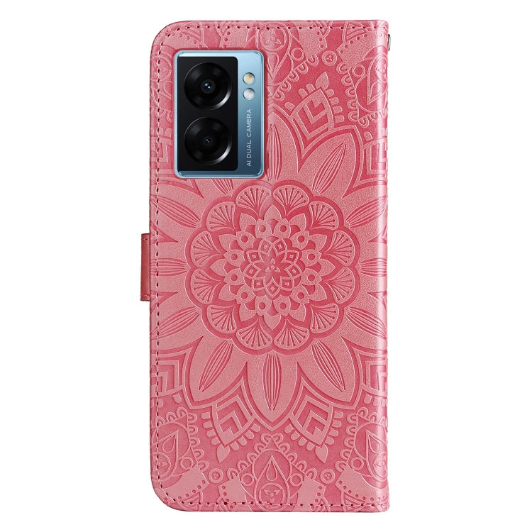 For OPPO A57 5G / Realme V23 Embossed Sunflower Leather Phone Case