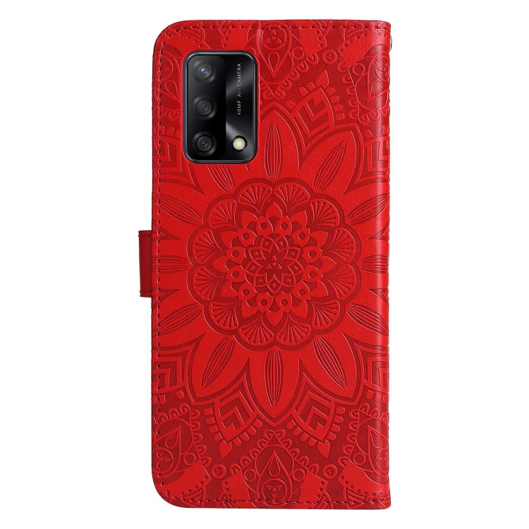 For OPPO A74 4G / F19 4G / A95 4G Embossed Sunflower Leather Phone Case