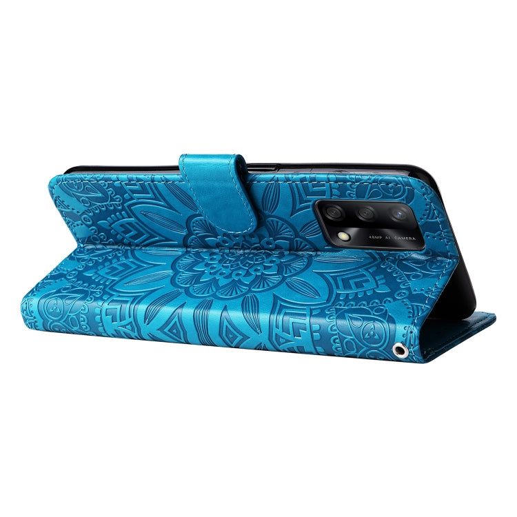 For OPPO A74 4G / F19 4G / A95 4G Embossed Sunflower Leather Phone Case