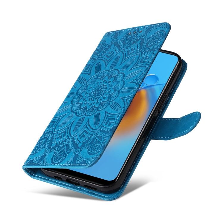 For OPPO A74 4G / F19 4G / A95 4G Embossed Sunflower Leather Phone Case