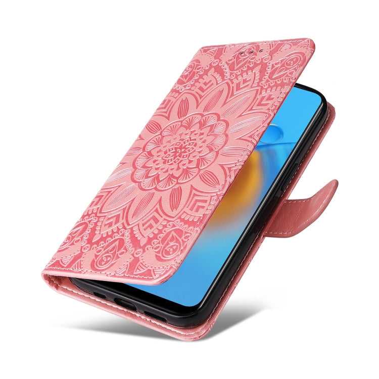 For OPPO A74 4G / F19 4G / A95 4G Embossed Sunflower Leather Phone Case