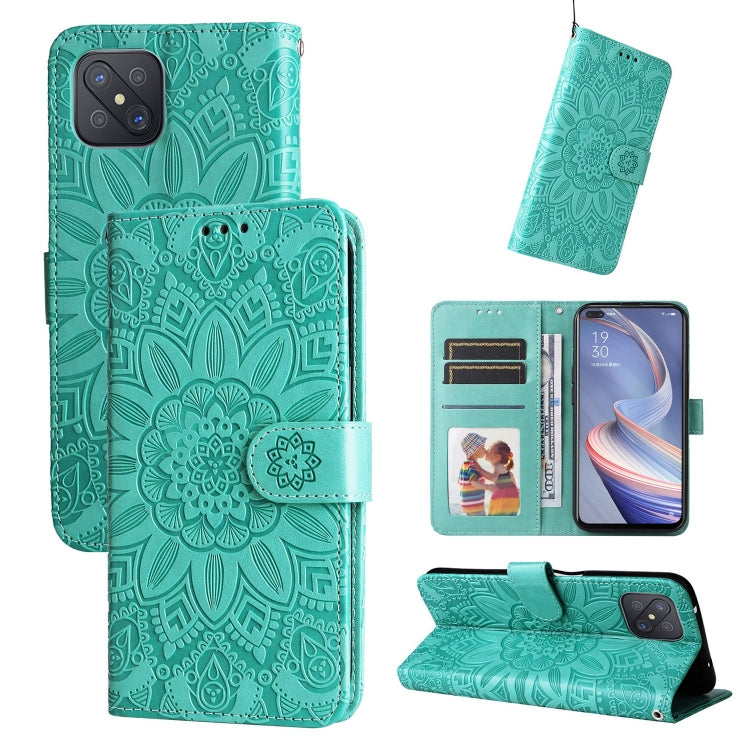 For OPPO A92s / Reno4 Z / A53 5G Embossed Sunflower Leather Phone Case