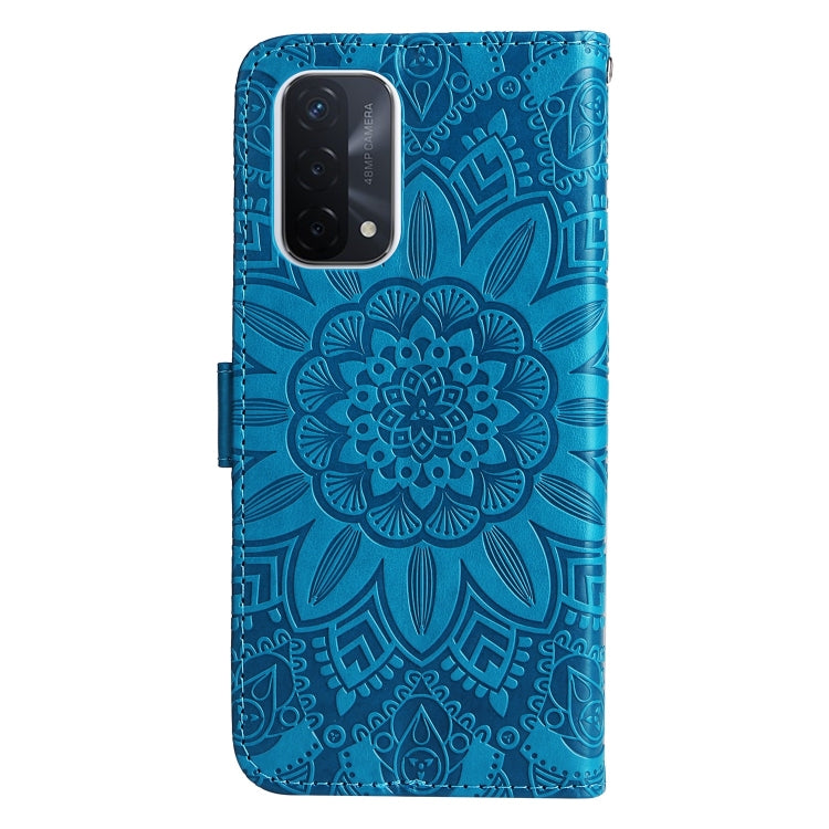 For OPPO A74 5G / A54 5G Embossed Sunflower Leather Phone Case