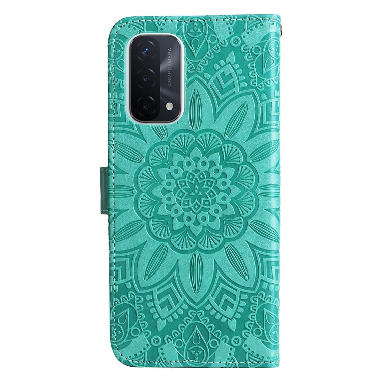 For OPPO A74 5G / A54 5G Embossed Sunflower Leather Phone Case