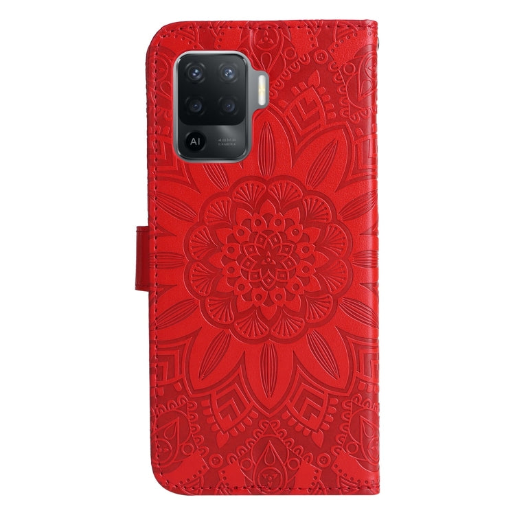 For OPPO A94 4G / F19 Pro / Reno5 F Embossed Sunflower Leather Phone Case
