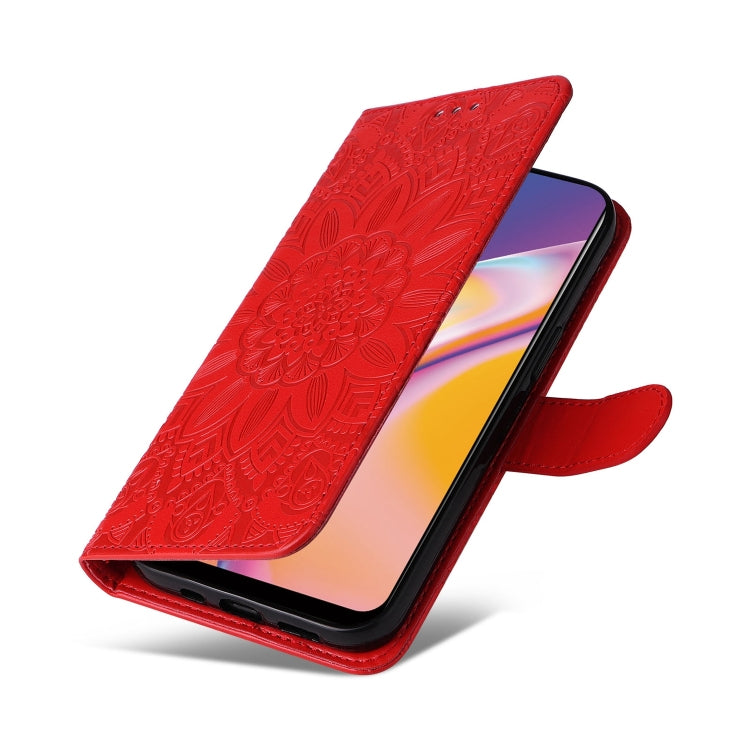 For OPPO A94 4G / F19 Pro / Reno5 F Embossed Sunflower Leather Phone Case