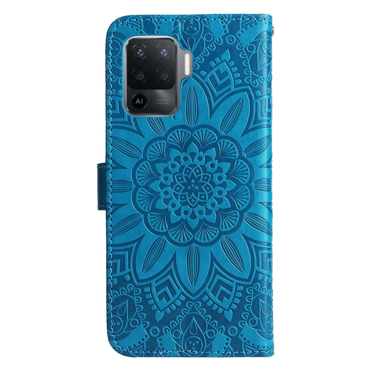 For OPPO A94 4G / F19 Pro / Reno5 F Embossed Sunflower Leather Phone Case