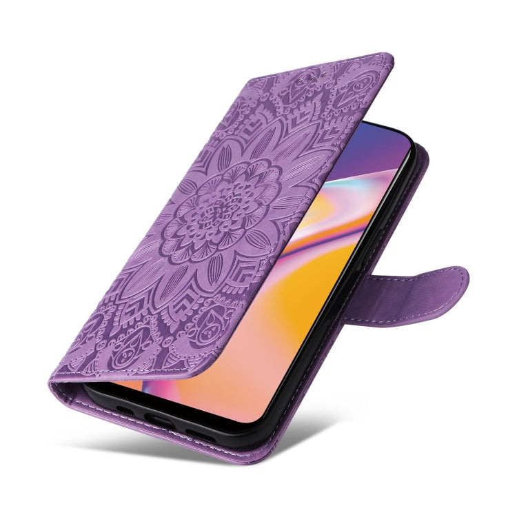 For OPPO A94 4G / F19 Pro / Reno5 F Embossed Sunflower Leather Phone Case