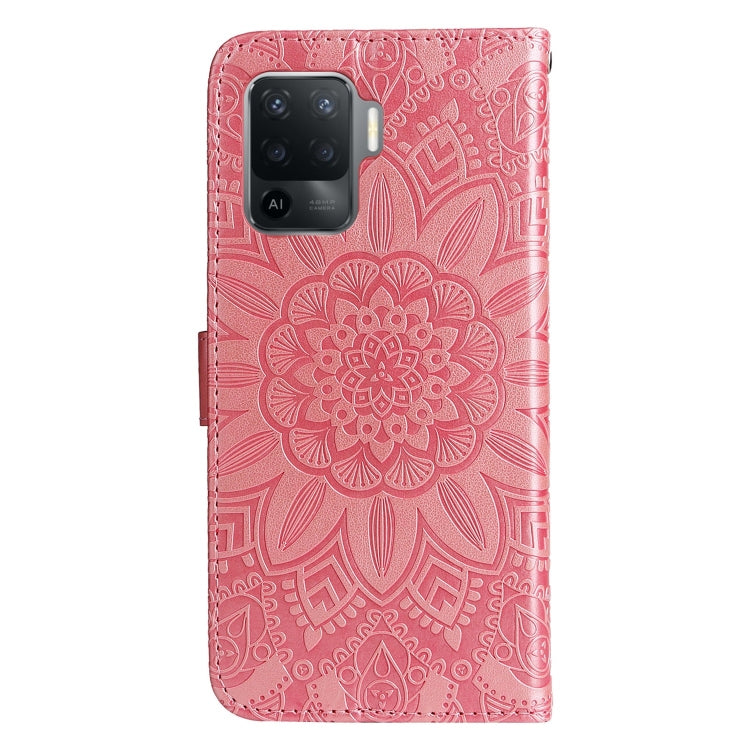 For OPPO A94 4G / F19 Pro / Reno5 F Embossed Sunflower Leather Phone Case