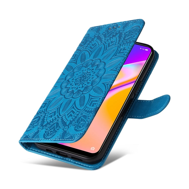 For OPPO A94 5G / A95 5G / F19 Pro+ Embossed Sunflower Leather Phone Case