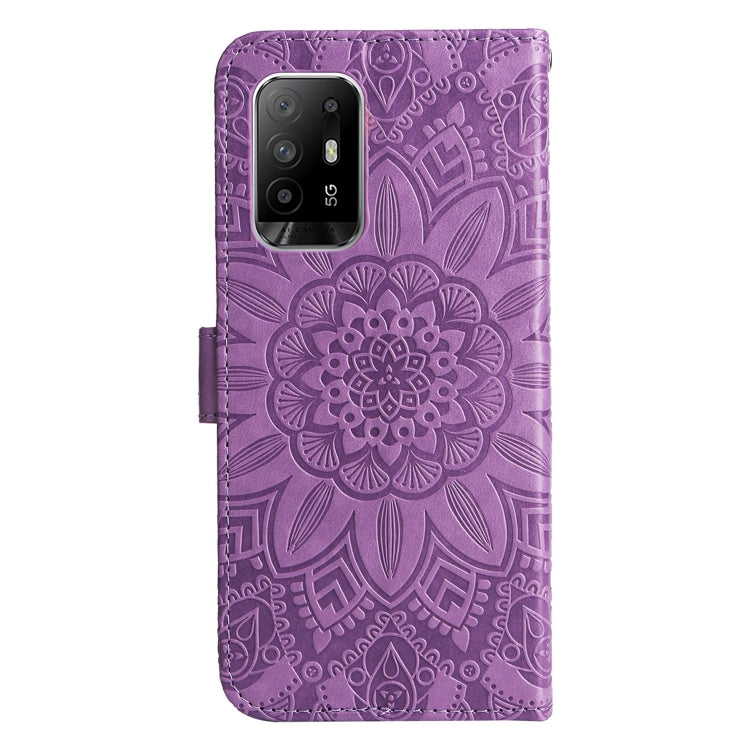 For OPPO A94 5G / A95 5G / F19 Pro+ Embossed Sunflower Leather Phone Case