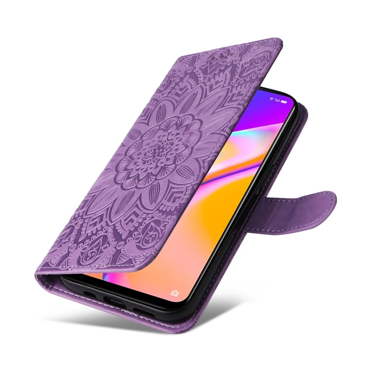 For OPPO A94 5G / A95 5G / F19 Pro+ Embossed Sunflower Leather Phone Case