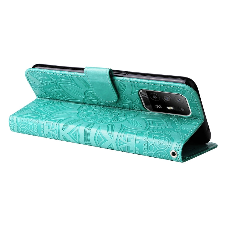 For OPPO A94 5G / A95 5G / F19 Pro+ Embossed Sunflower Leather Phone Case