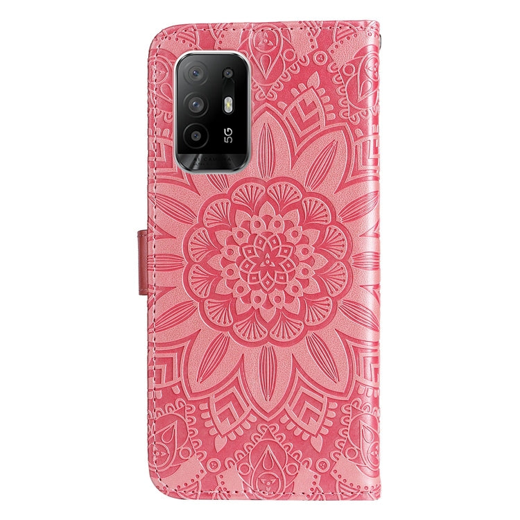 For OPPO A94 5G / A95 5G / F19 Pro+ Embossed Sunflower Leather Phone Case