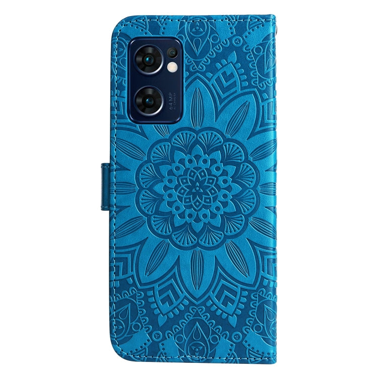 For OPPO Find X5 Lite / Reno7 5G Global Embossed Sunflower Leather Phone Case