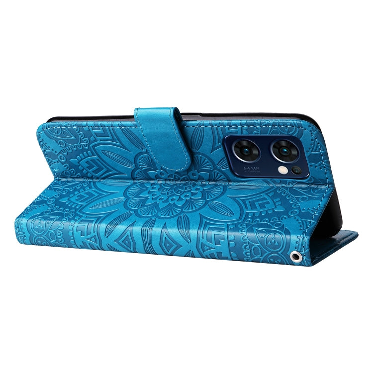 For OPPO Find X5 Lite / Reno7 5G Global Embossed Sunflower Leather Phone Case