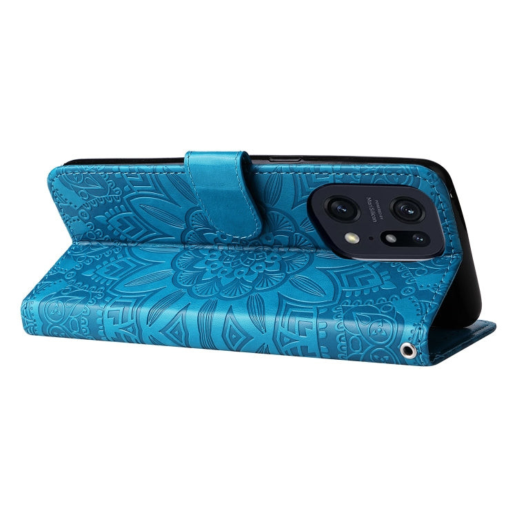 For OPPO Find X5 Embossed Sunflower Leather Phone Case