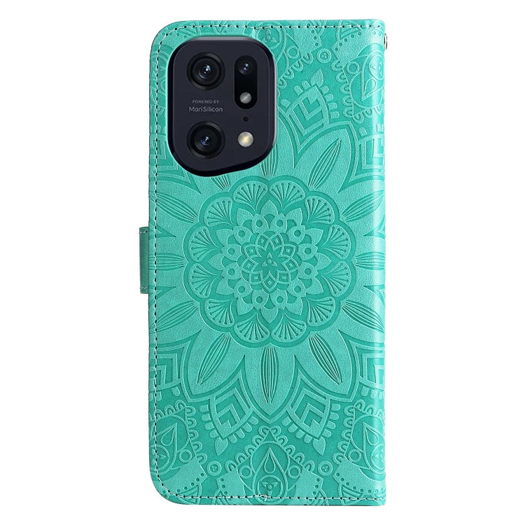 For OPPO Find X5 Embossed Sunflower Leather Phone Case