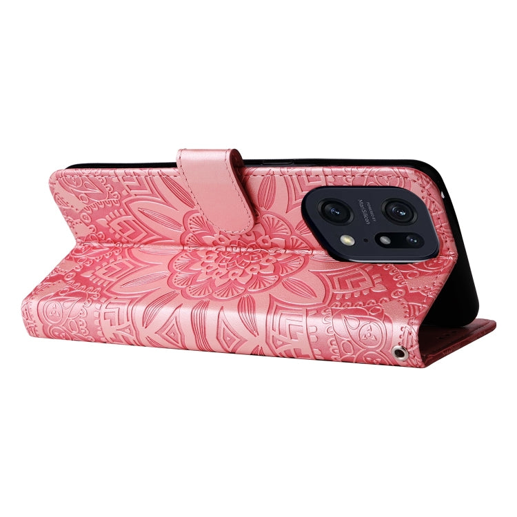 For OPPO Find X5 Embossed Sunflower Leather Phone Case