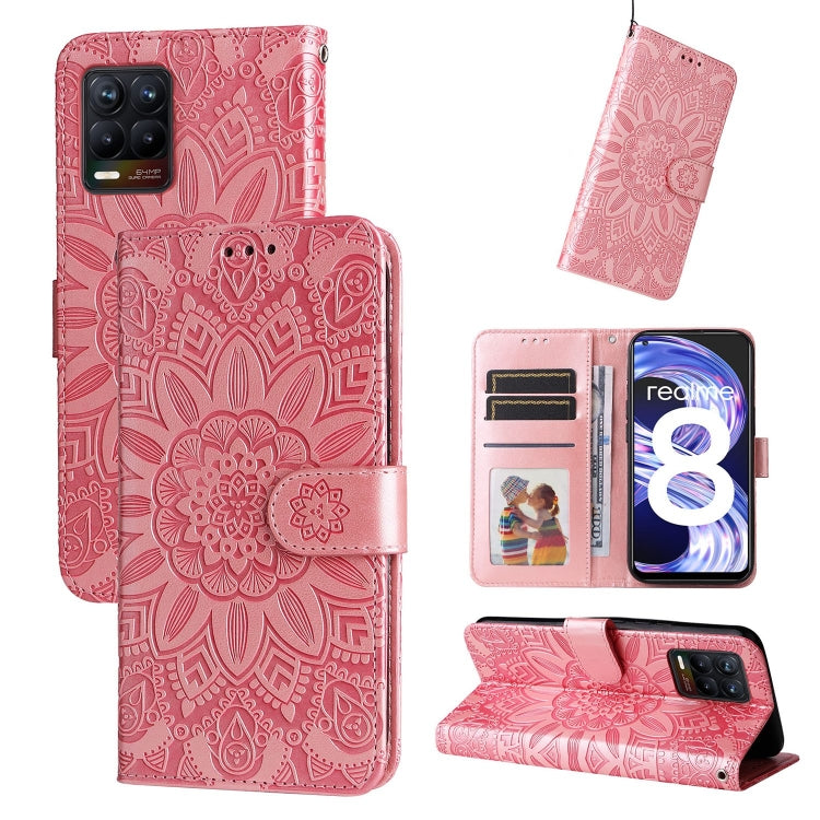 For OPPO Find X5 Pro Embossed Sunflower Leather Phone Case