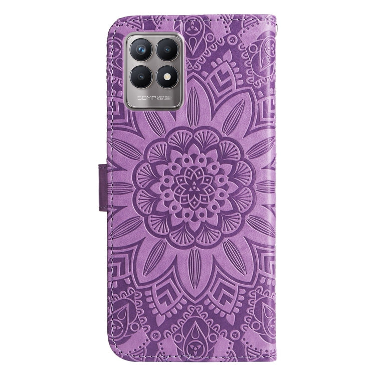 For OPPO Realme 8 4G / 8 Pro Embossed Sunflower Leather Phone Case